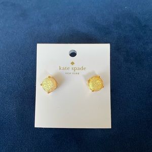 Kate Spade New York Gold Opal Glitter Earrings NWT and Gift Bag